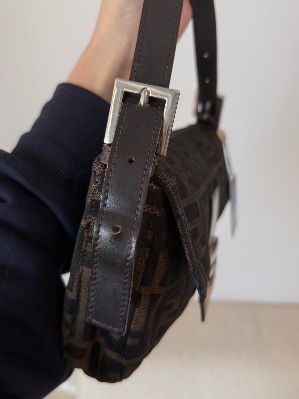 Fendi Brown and Dark Brown Zucca FF Shoulder Bag - Picture 5 of 6